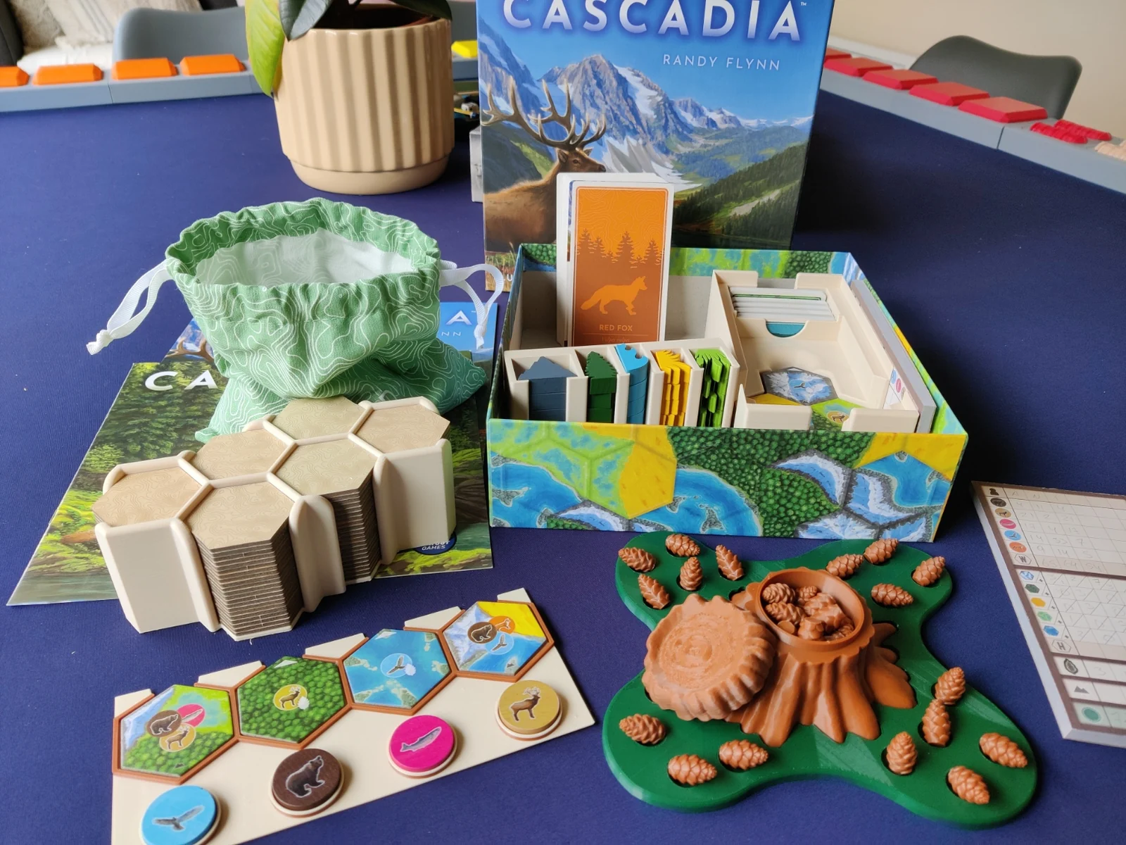 Cascadia board game insert and upgraded components